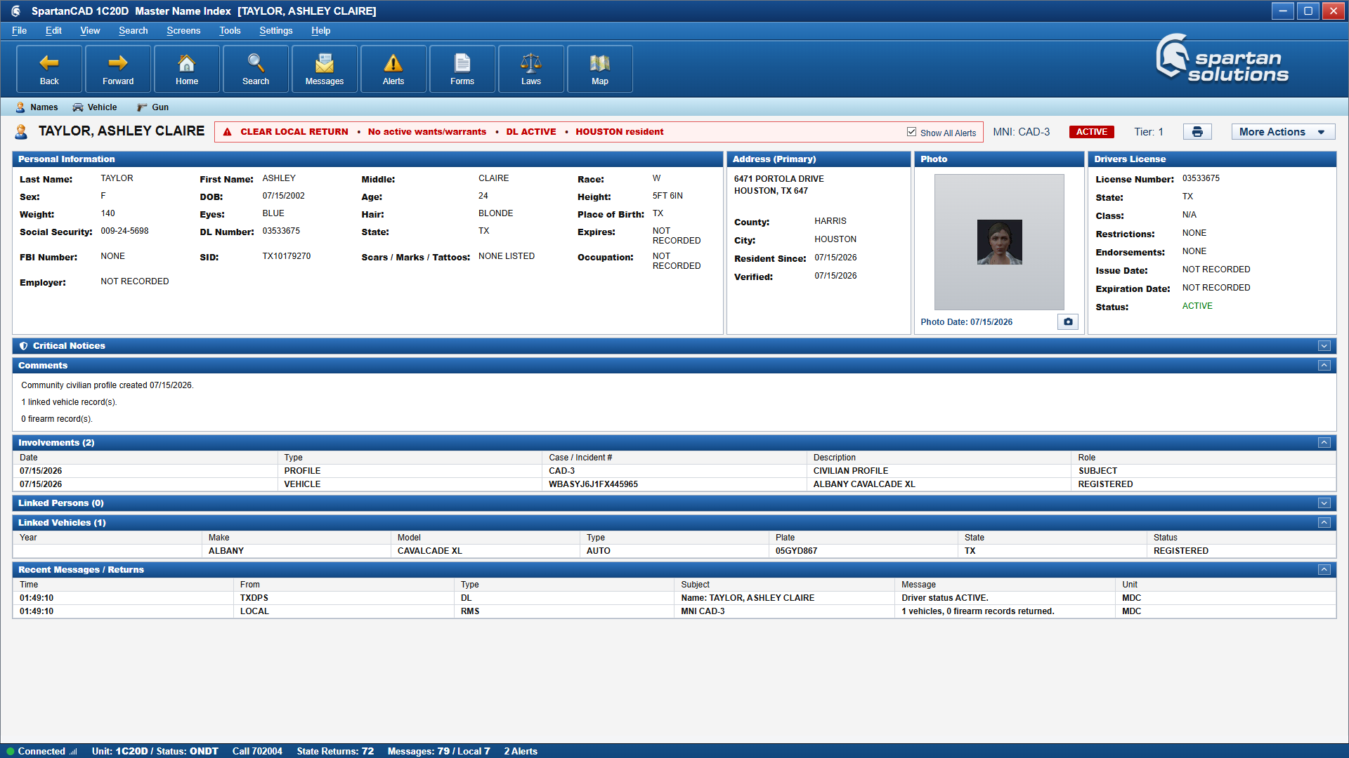 SpartanCAD Master Name Index return